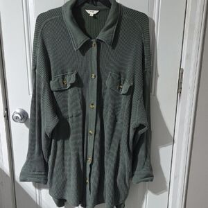 Terra & Sky Olive Button-Up Cardigan
